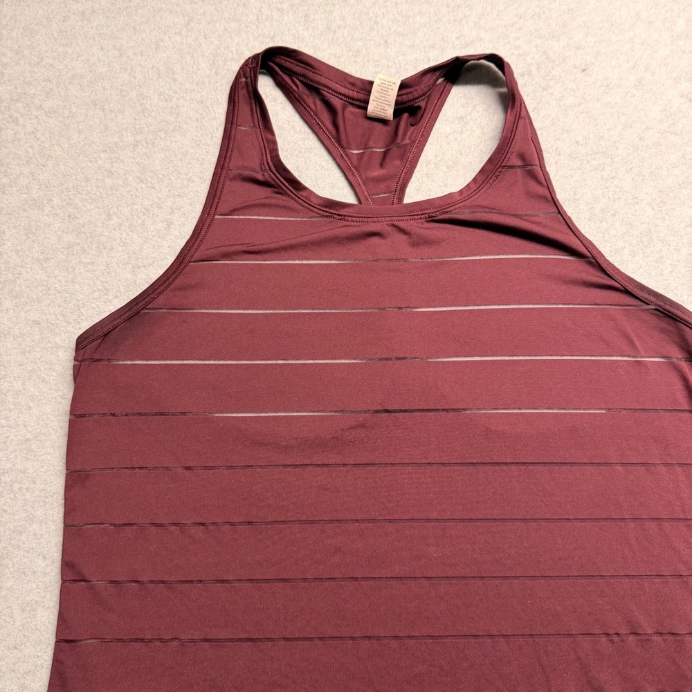 Athleta Burgundy Mesh Stripe Racerback Tank Top Medium Maroon Activewear - Picture 5 of 11